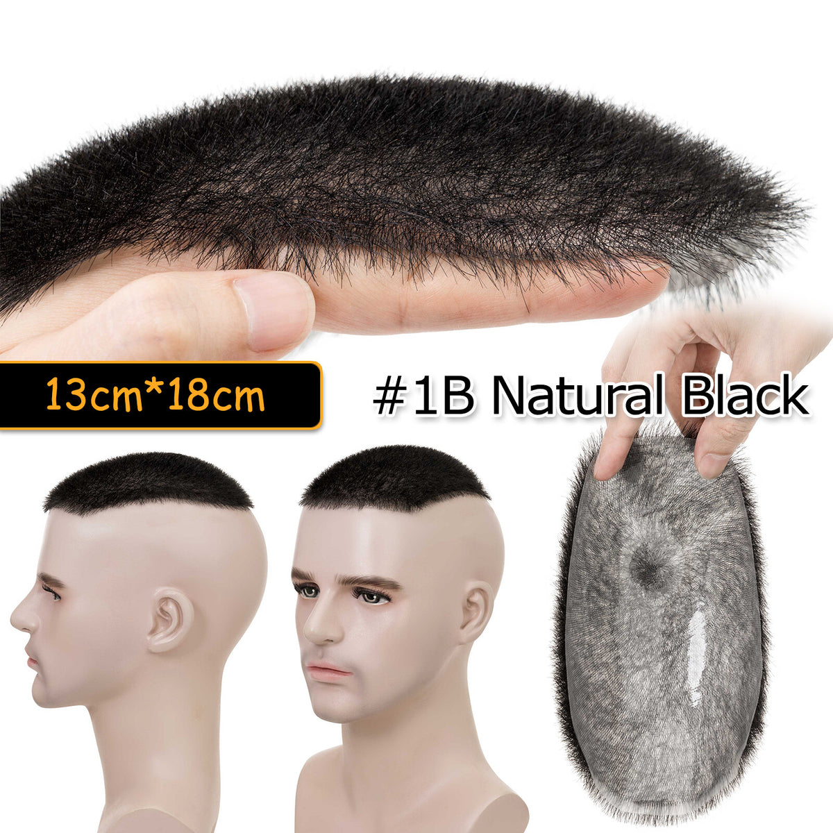 Short Human Hair Toupee for Men Buzz Cut Thin Skin Replacement System
