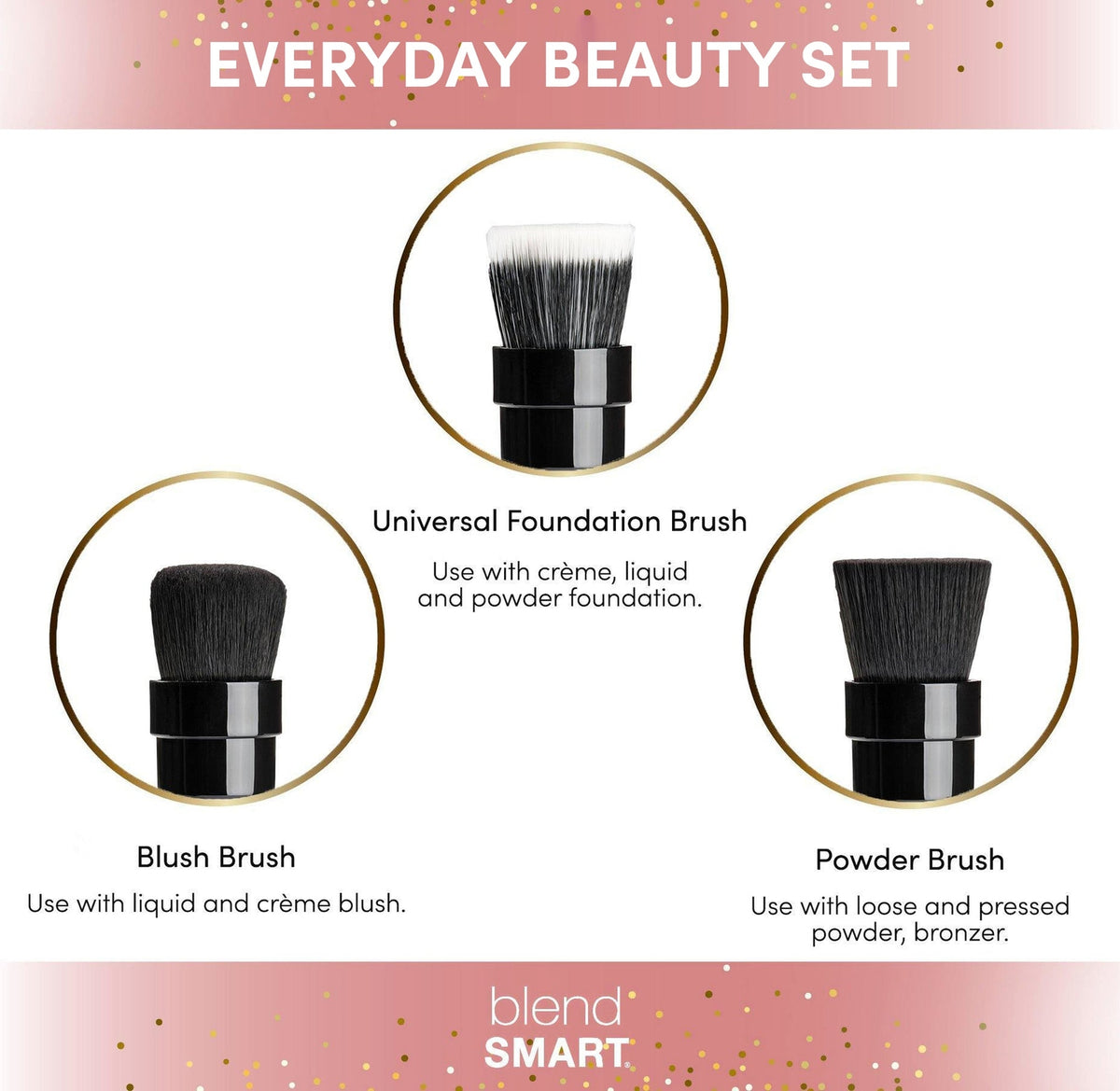 Electric Rotating Makeup Brush Set with 3 Detachable Heads for Flawless Finish