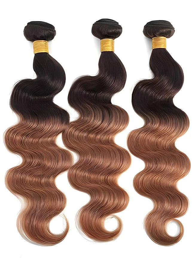 Ombre Body Wave Human Hair Bundles - Virgin 3-Piece Set 10-14 Inches