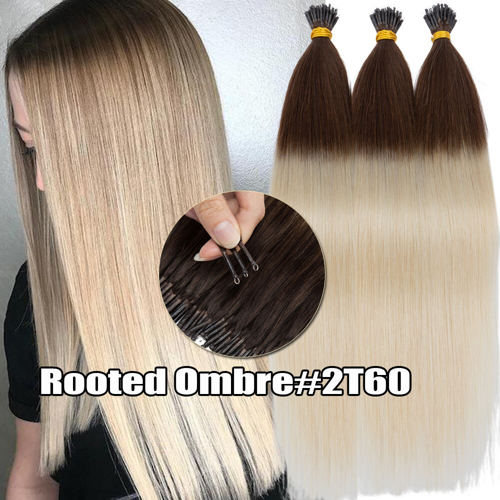 Beads Hair Extensions Nano Bean Remy Micro Loop Link I Tip - Multiple Colors & Lengths