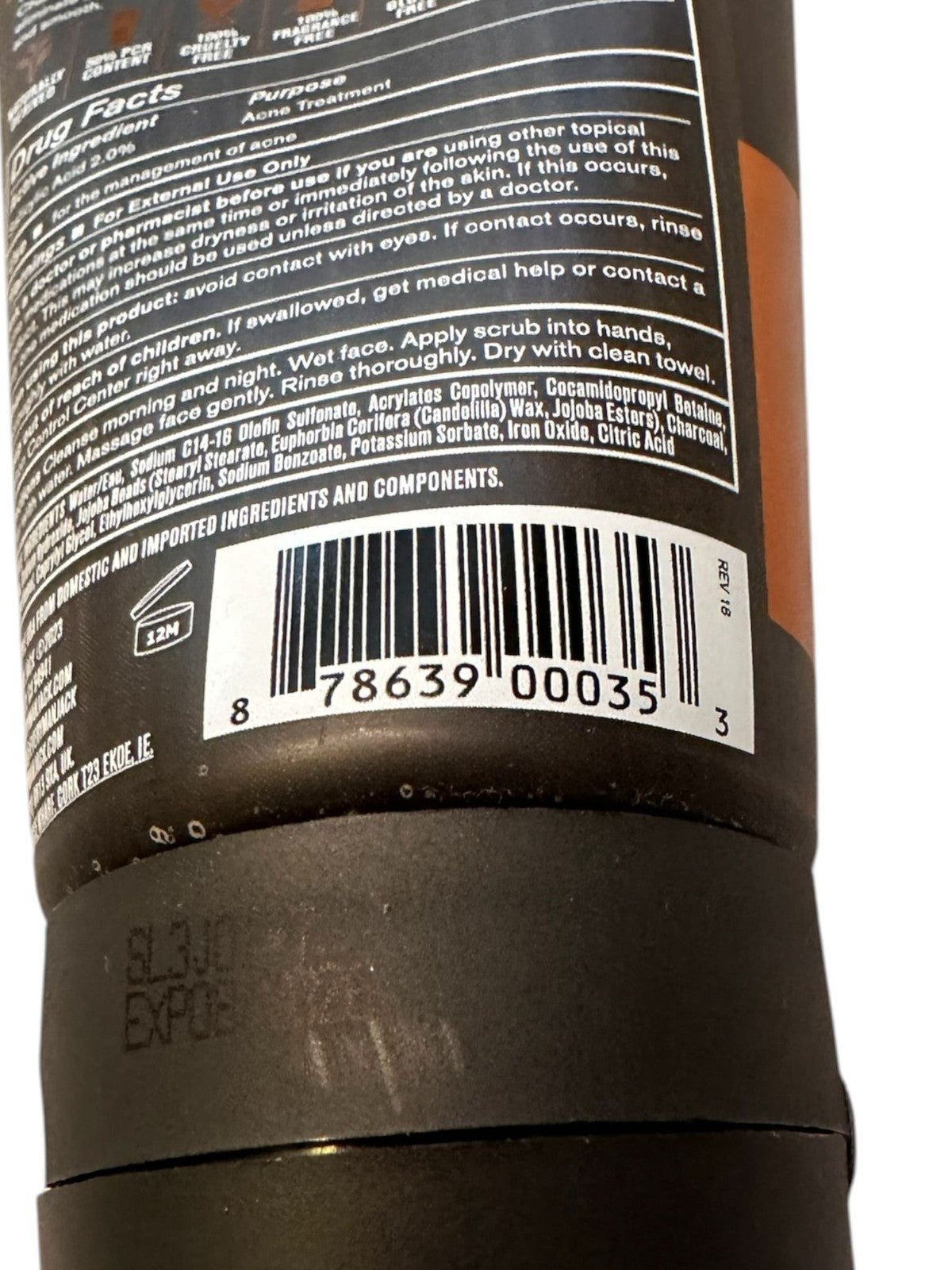 Activated Charcoal Face Scrub - Deep Cleansing & Exfoliating 4.2oz