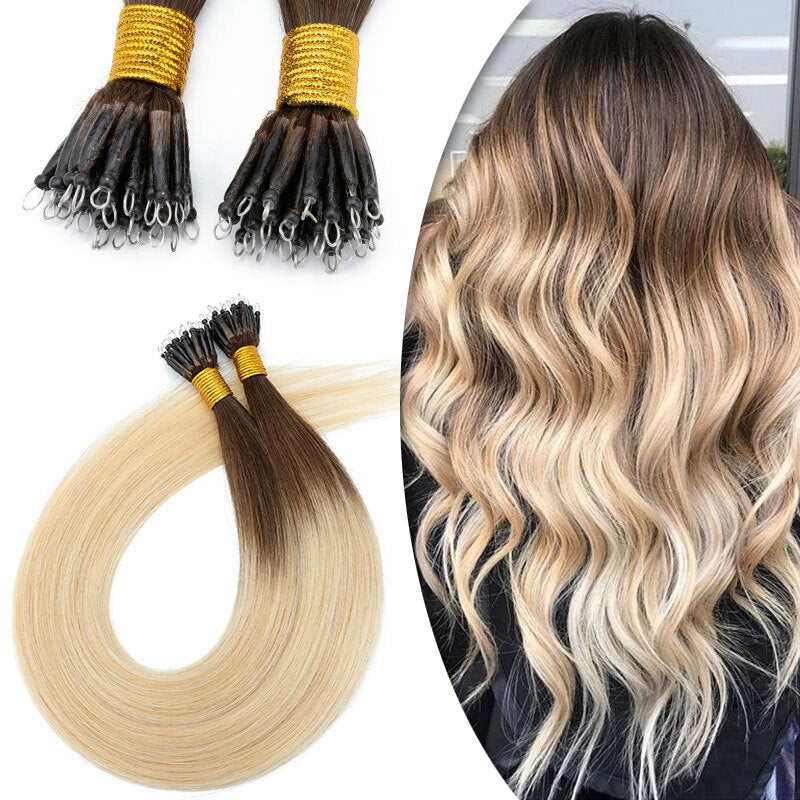 Nano Loop Human Hair Extensions Micro Beads Thick Real Remy Hair 16-22in