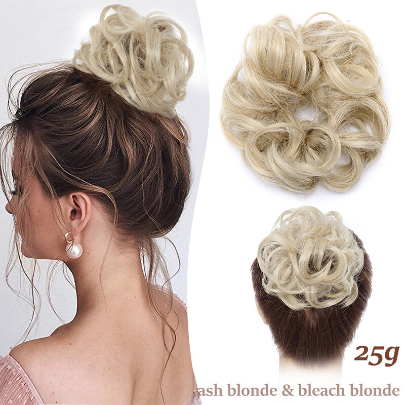 Natural Curly Messy Bun Hair Piece Extensions - Real Human Hair, Updo Scrunchie
