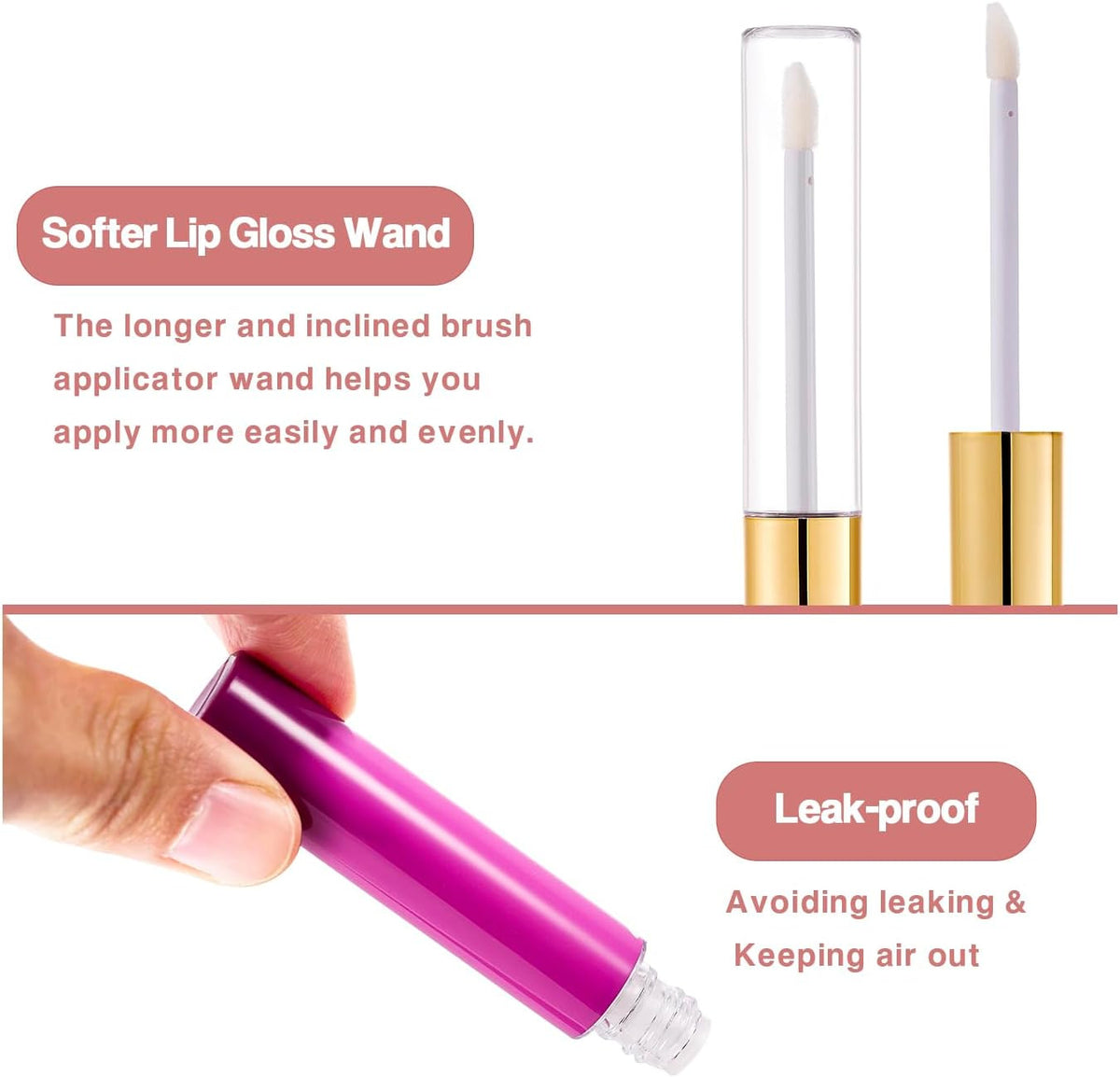 10ml Lip Gloss Tubes with Rubber Stopper - DIY Cosmetic Bottles 5 Pack