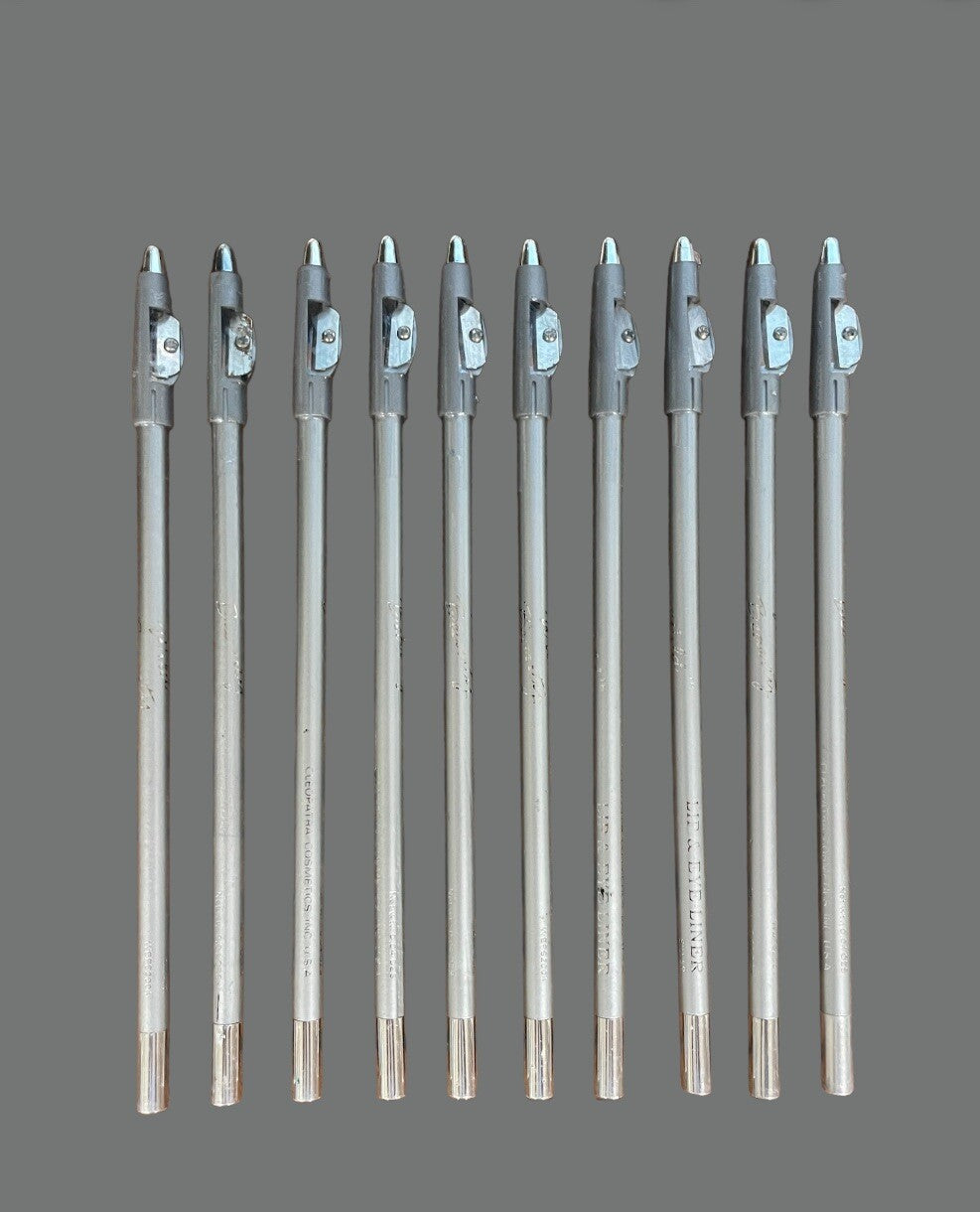 10 Pack Long 8-Inch Lip & Eyebrow Pencils with Sharpener - Silver