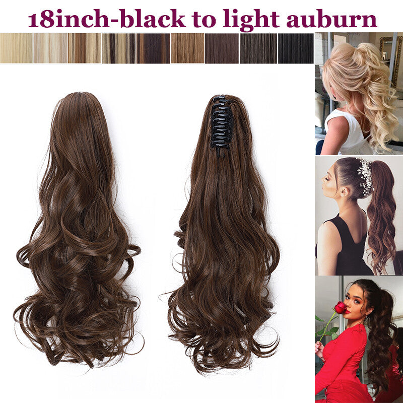 Thick Ponytail Hair Extension with Claw Clip - Wavy Curly Synthetic Hair