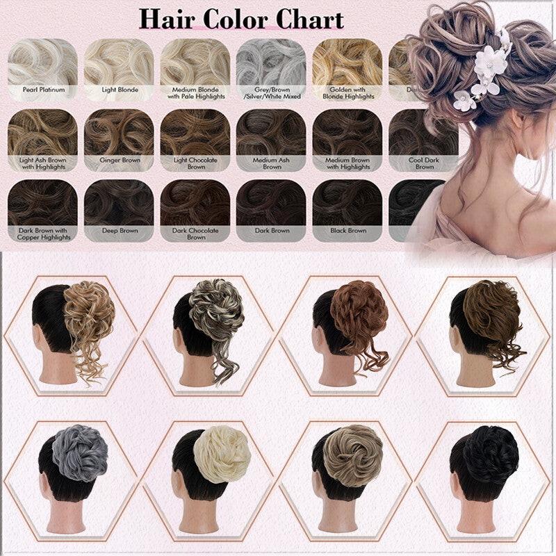 Natural Clip-On Messy Bun Hair Extension with Claw Clip - Blonde