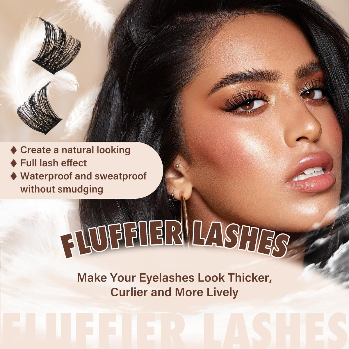Lash Clusters Extension Kit with 156 Wispy Synthetic Lashes & Adhesive