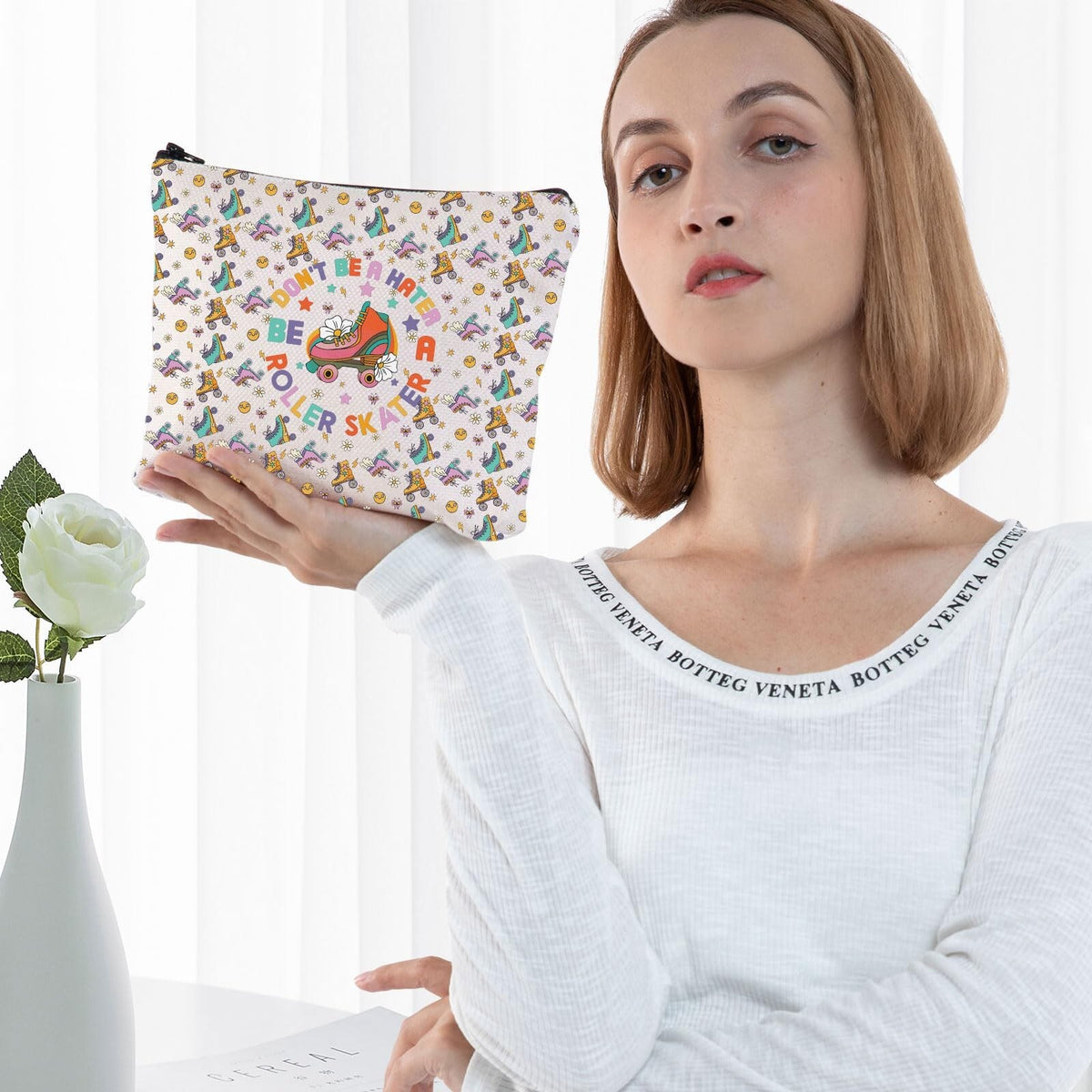 Be A Roller Skater Cosmetic Bag – Canvas Makeup Bag for Roller Skating Lovers
