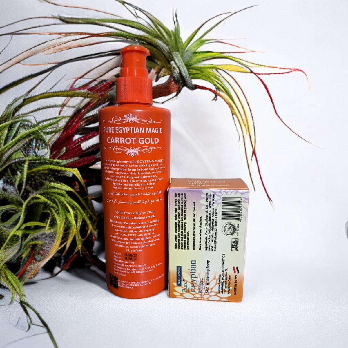 Egyptian Carrot Gold Lotion & Arbutin Soap Set - Moisturizing & Blemish Care