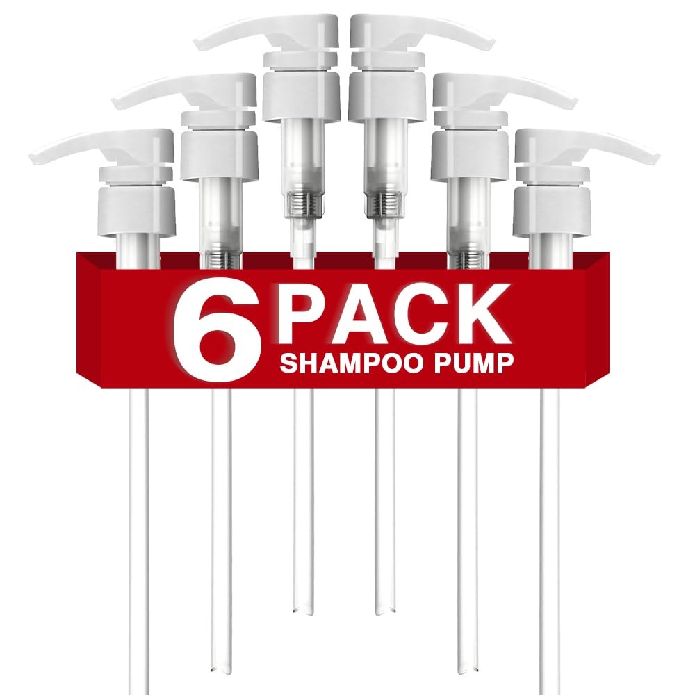 Universal Shampoo & Conditioner Dispenser Pumps - 6 Pack for 1 Liter Bottles