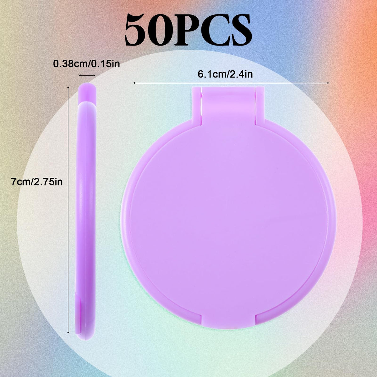 50 Pieces Compact Round Makeup Mirrors Bulk Travel Folding Pocket Handheld