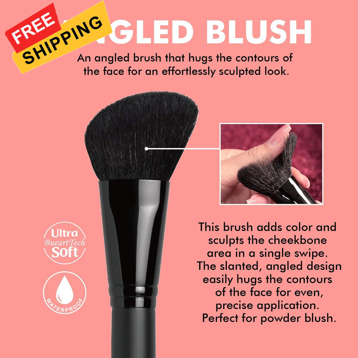 Tapered & Angled Blush Brush Set for Contouring and Sculpting - Ideal for Black Skin