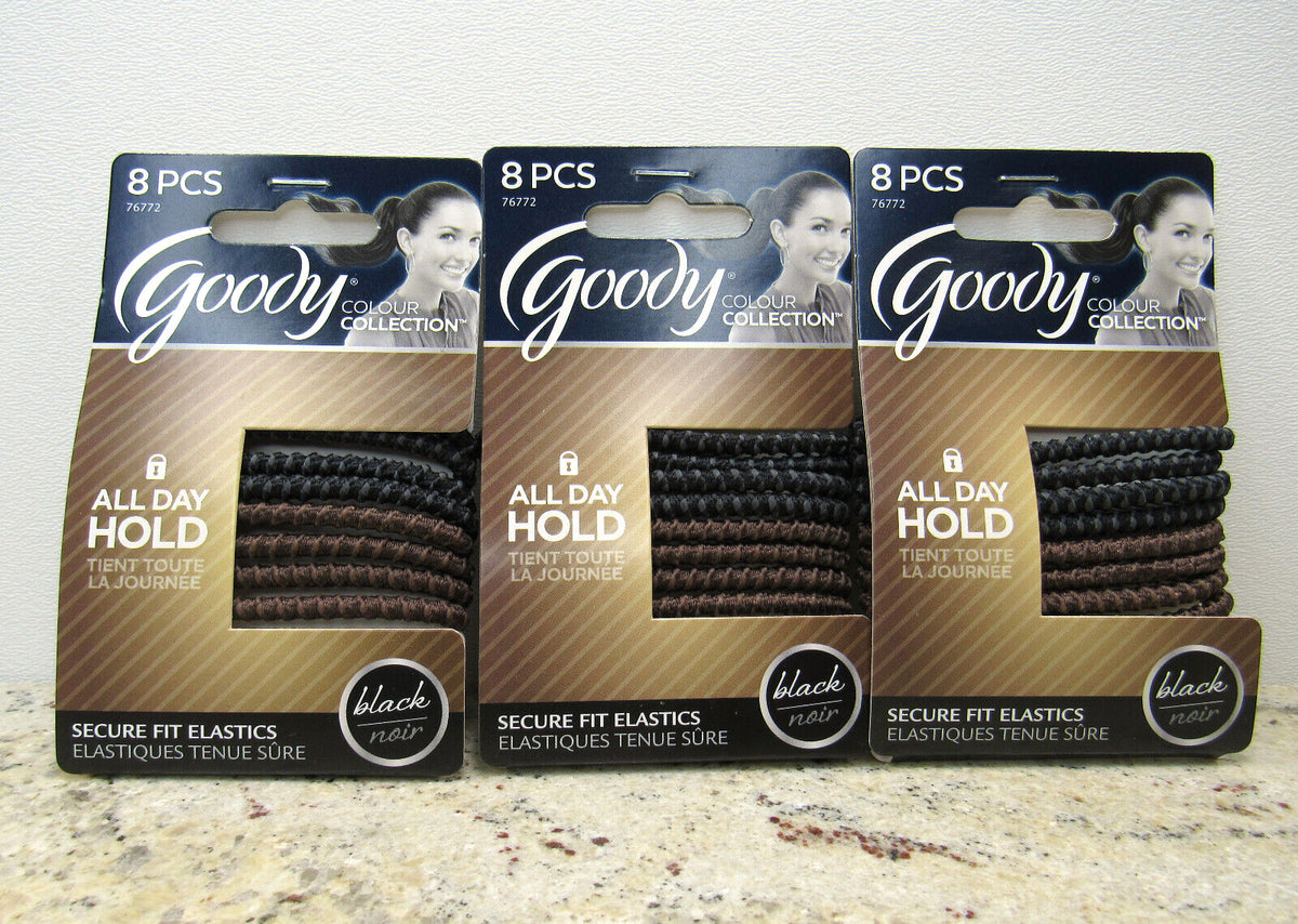 Goody Hair Elastics Brown & Black Slideproof Ouchless Nonslip 24-Count