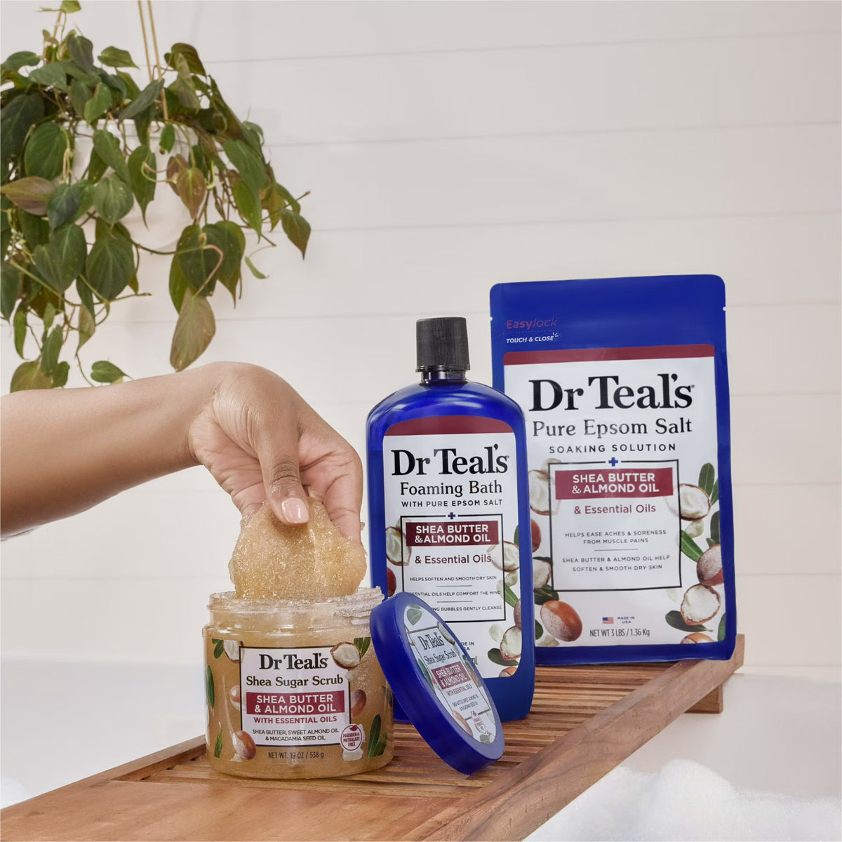 Dr Teal's Shea Sugar Body Scrub Almond Essential Oils, 19 oz - FREE