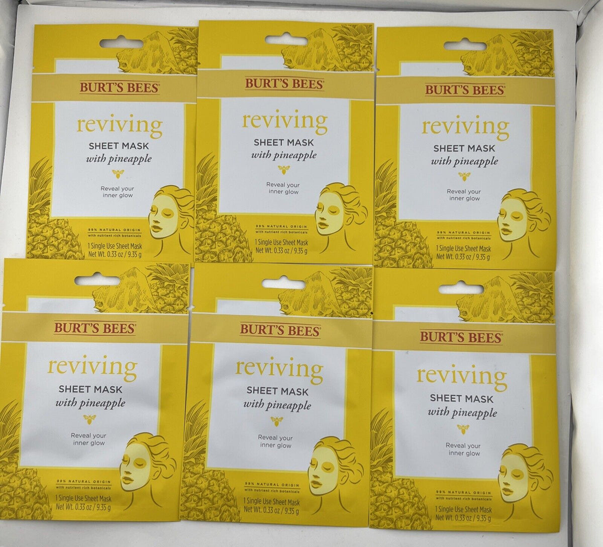 Reviving Facial Sheet Mask with Pineapple, 6 Pack