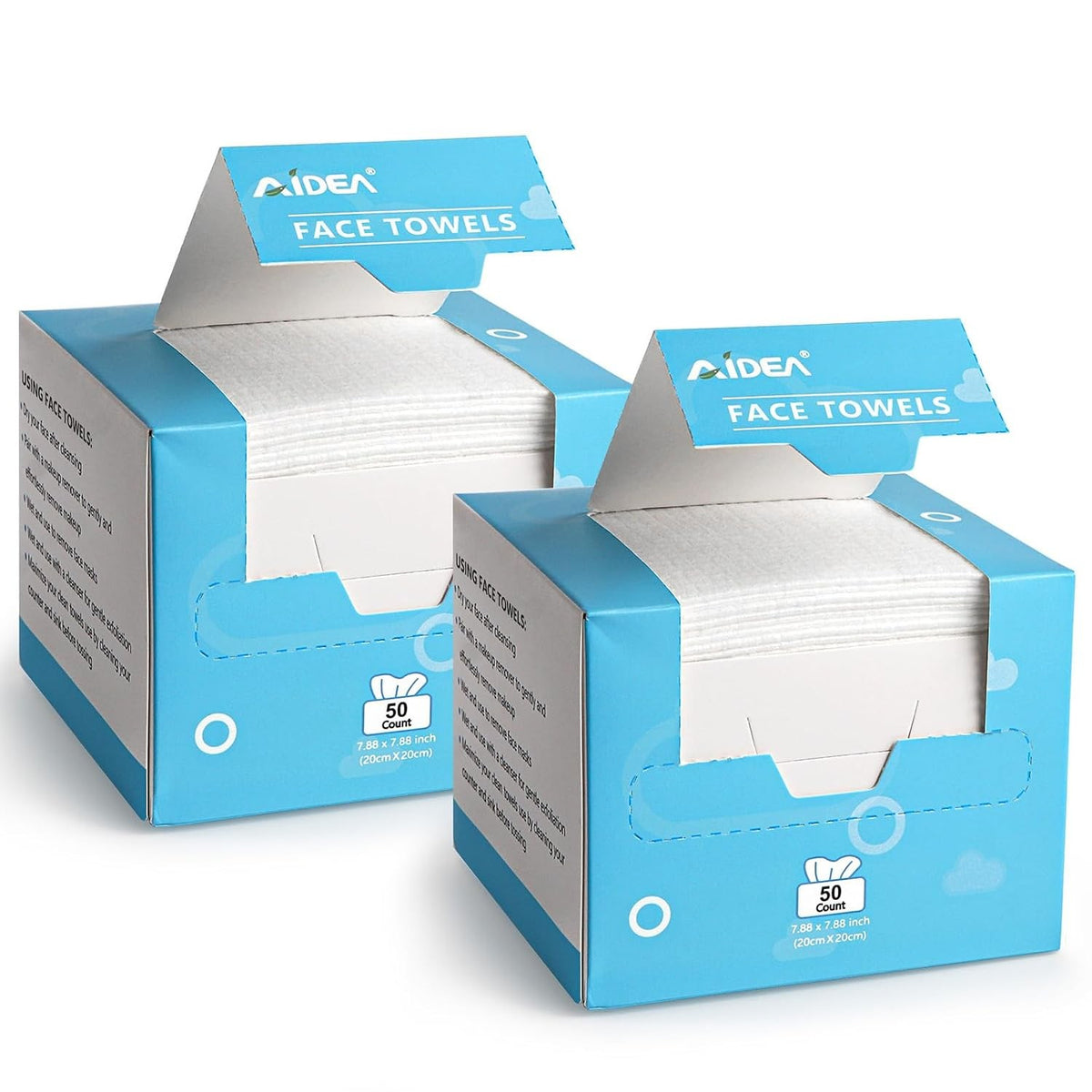 Disposable Face Towels for Sensitive Skin - 7.87 Inch, 2 Pack, 100 Count