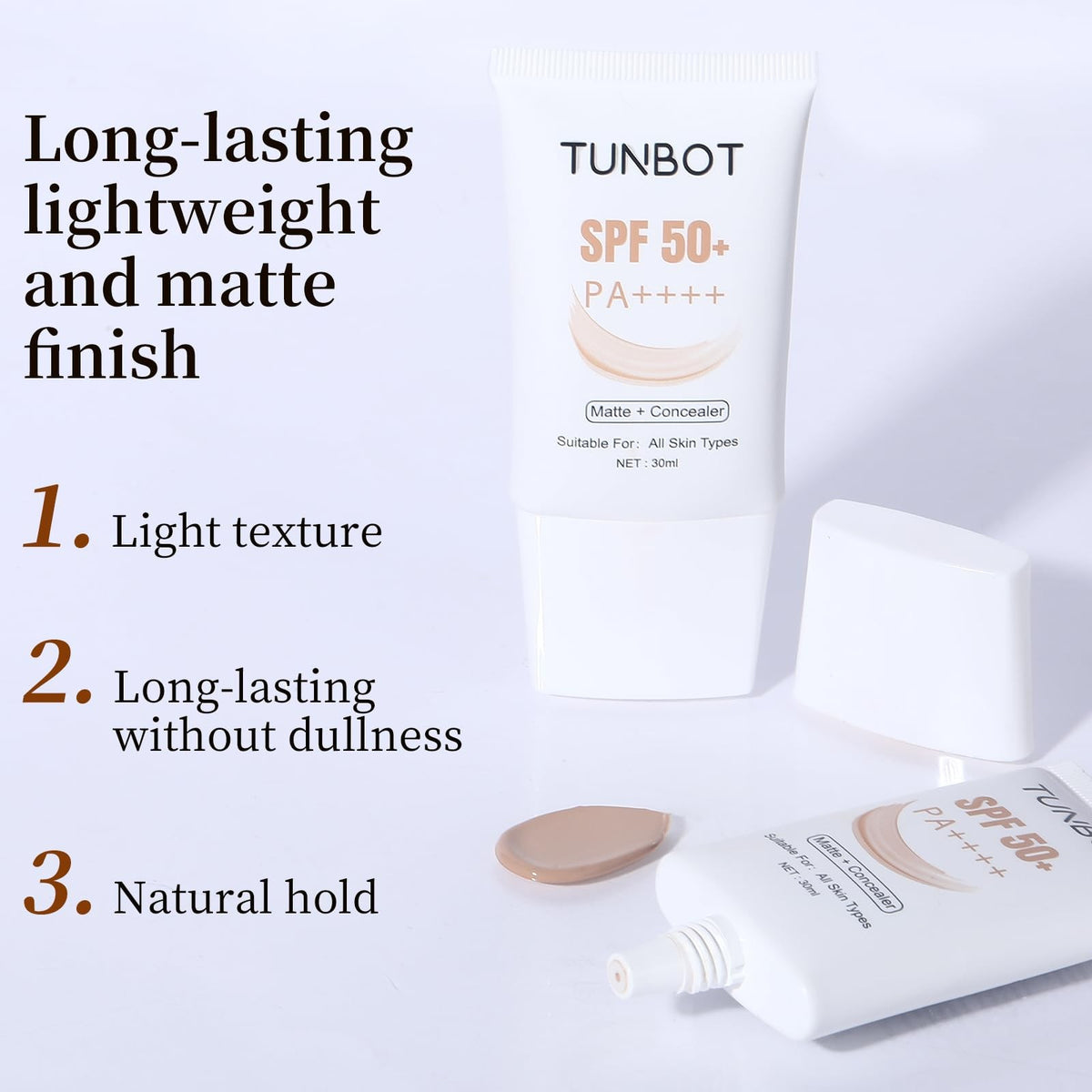 Liquid Foundation SPF 50 - Full Coverage, Hydrating Sun Protection - 30ml Wheat