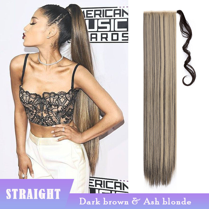 Thick Clip-In Ponytail Hair Extension - Fake Human Hair, Wavy & Straight