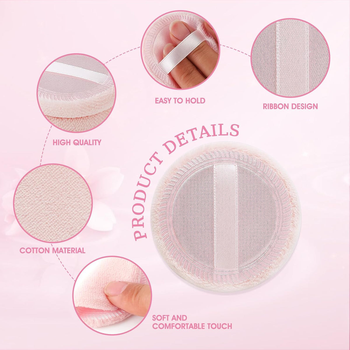 12 Pcs Makeup Powder Puffs - Cotton Velour Face Sponges for Foundation & Setting