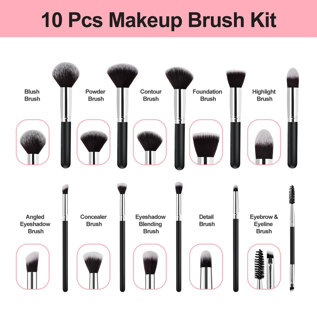 Makeup Brush Set with Sponges - 13-Piece Professional Cosmetic Tools for Women