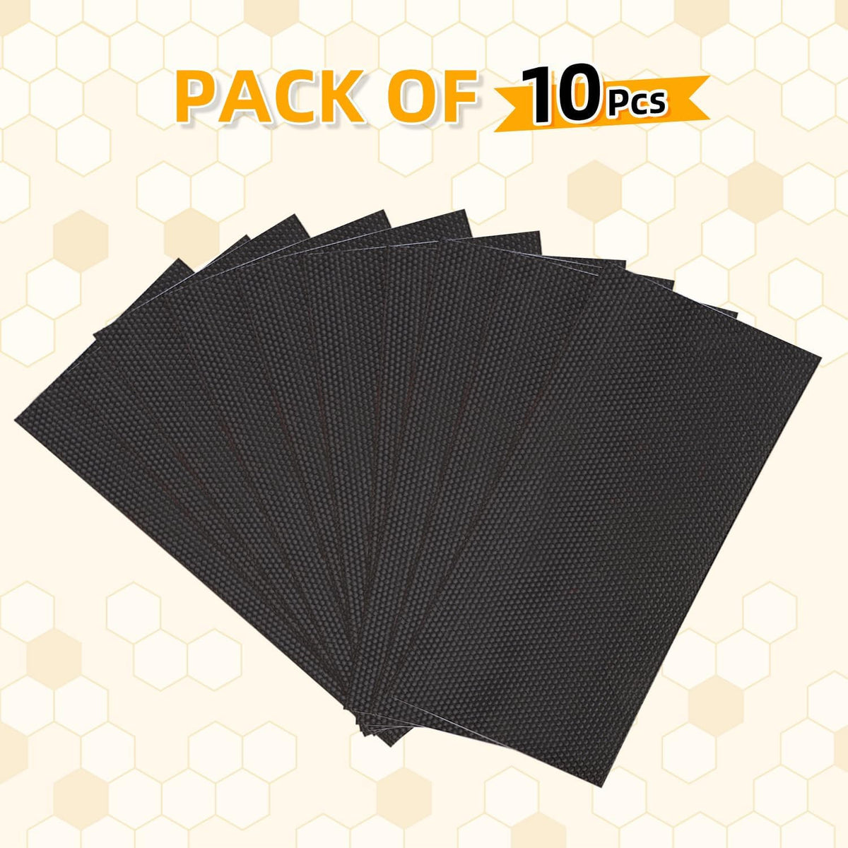 Deep Beehive Foundation Sheets - 8.5 Inch Black Plastic Frames, 10 Pack