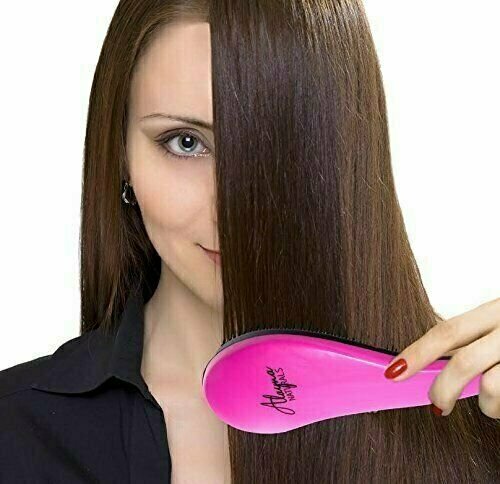 Detangling Hair Brush No More Tangles - Pink, Flexible Bristles for Gentle Hair Care