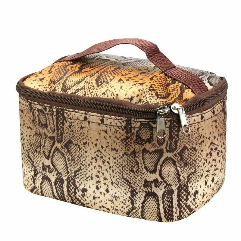 Small Cosmetic Bag with Mirror and Brush Holder - Travel Makeup Organizer