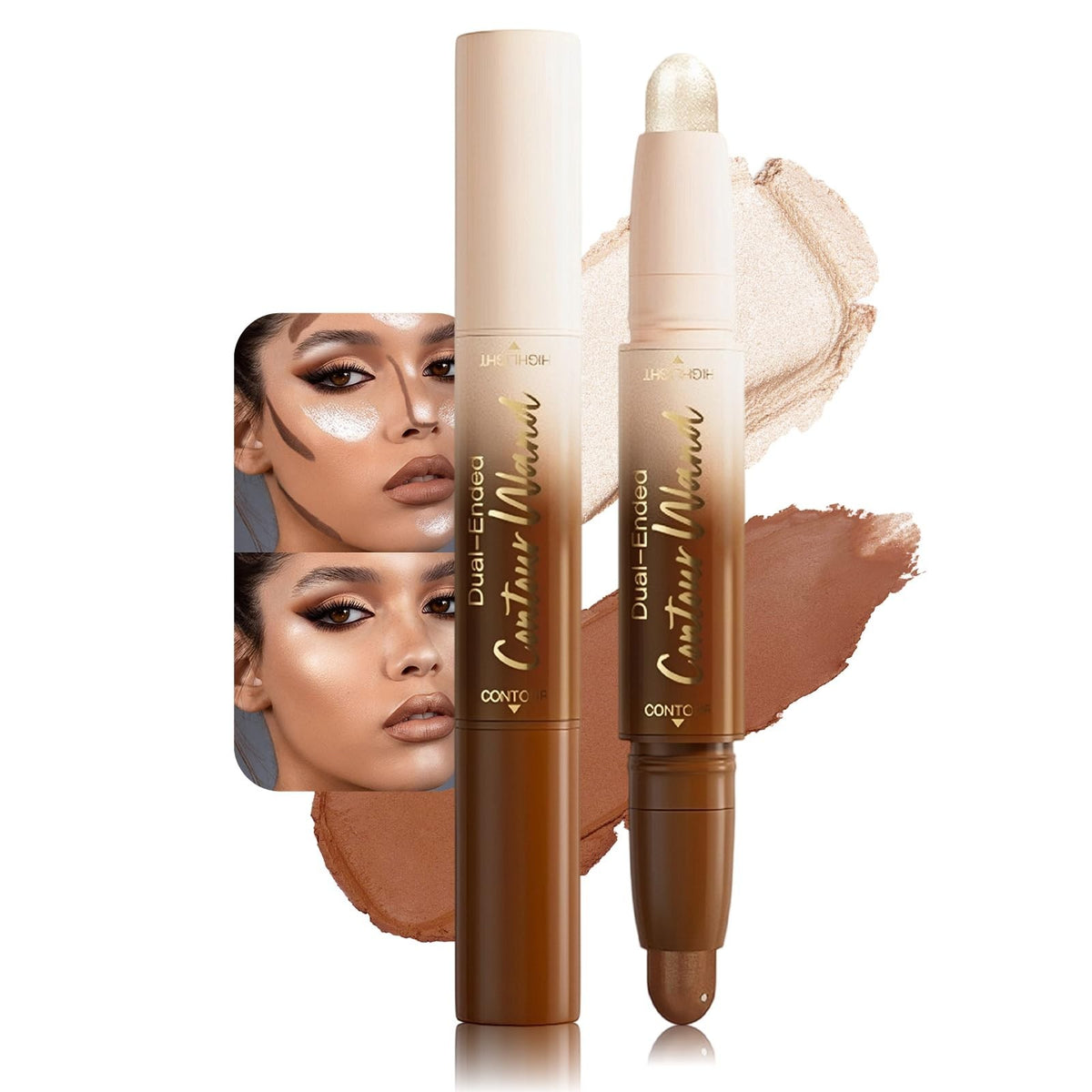 Dual-Ended Contour & Highlighter Stick for Face Sculpting - Cream Makeup