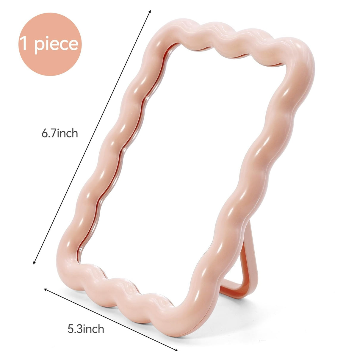 Wave-Shaped Desk Vanity Mirror - Portable Foldable Tabletop Makeup Mirror, Pink