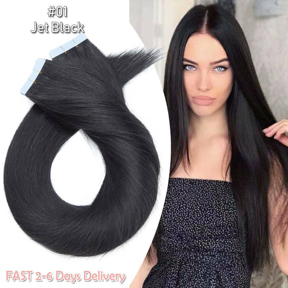 Remy Human Hair Extensions Full Head Skin Weft 80pcs Thick Tape-In Set