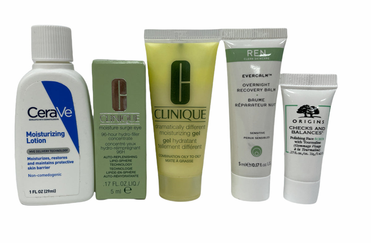 Skincare Sample Kit with Clinique, REN, Origins - 5-29mL Sizes