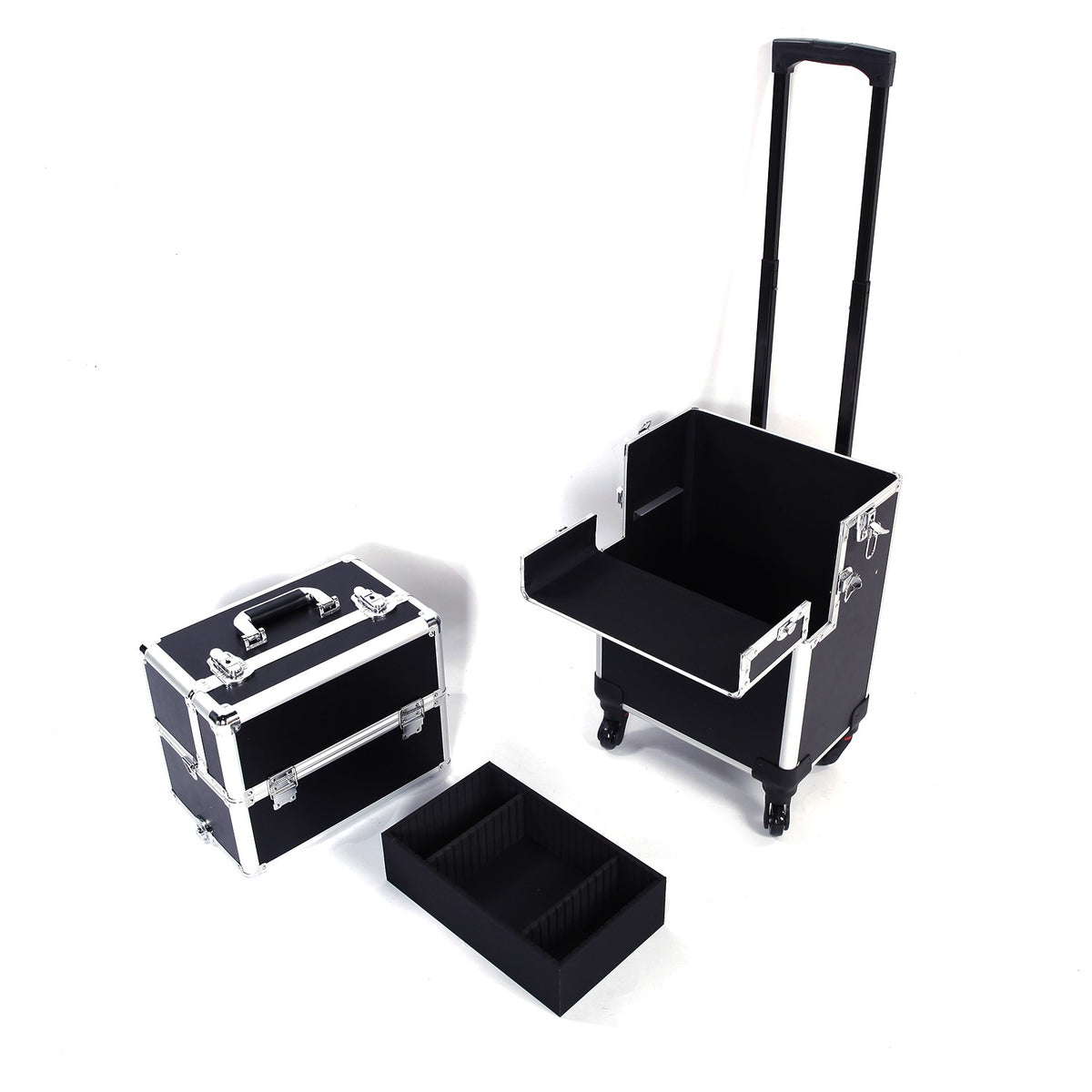 Large Capacity Travel Cosmetic Trolley Organizer with 360° Swivel Wheels