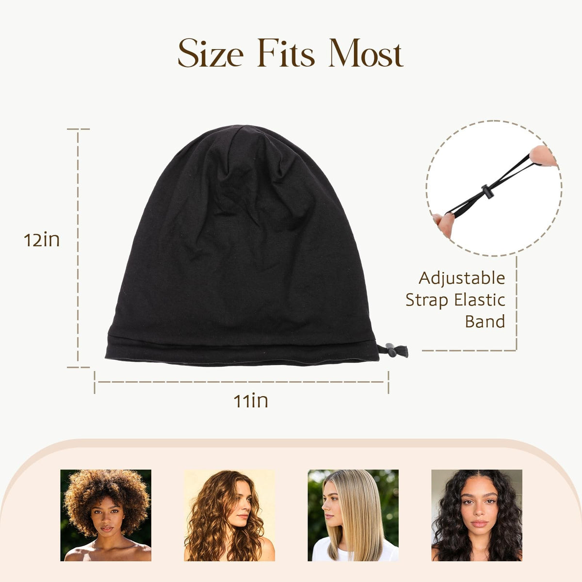 NICPOO Silk Satin Bonnet Hair Wrap for Sleeping, 2 Small-Medium,
