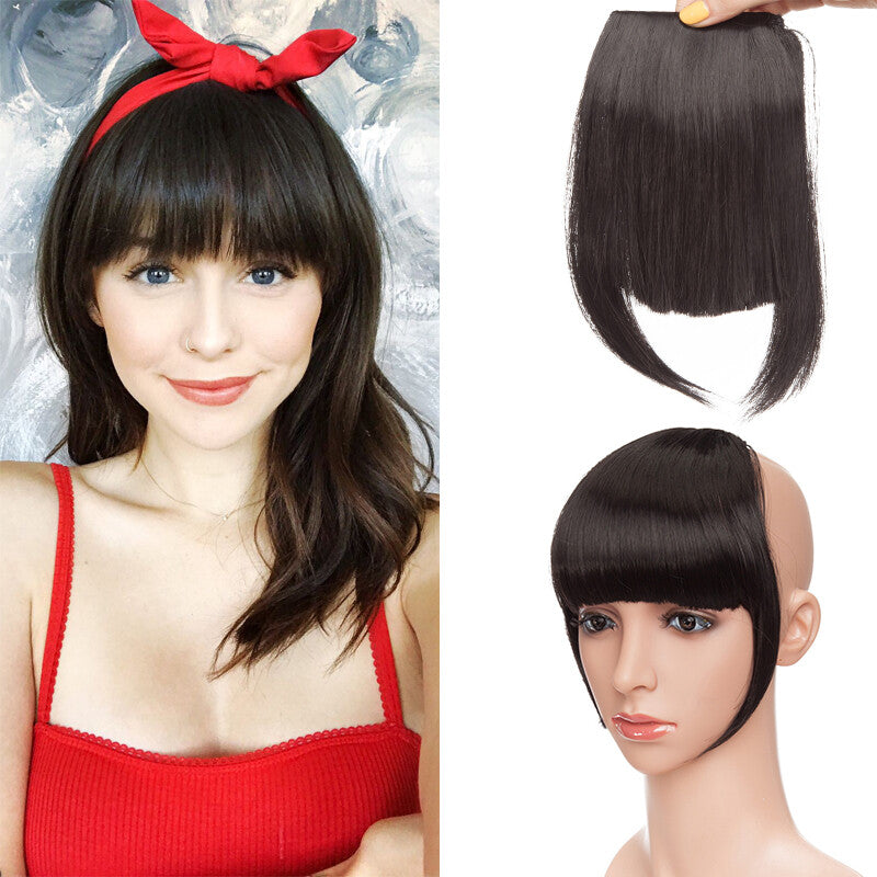 Clip-In Hair Bangs Extensions - Wispy, Natural, 9-inch Styles