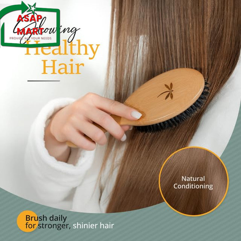 Boar Bristle Hair Brush Set for Fine Hair - Natural Shine & Frizz Control