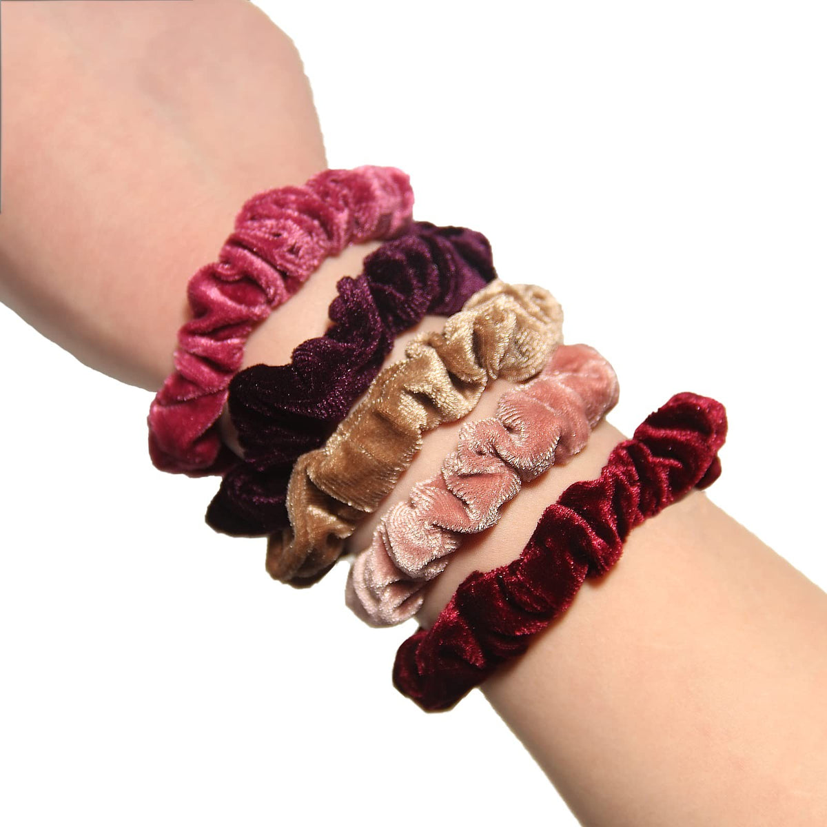 Pack of 10 Small Velvet Scrunchies for Women Count (Pack 1), Mix