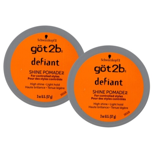 Got2b Defiant Shine Pomade 2 Ounce 2 Pack - Firm Hold & High Shine Hair Styling