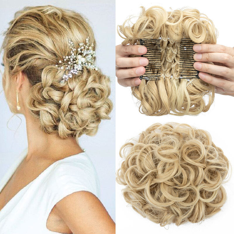Women Ladies Curly Messy Bun Hair Piece Clip-In Extension - X-Large, Multiple Colors