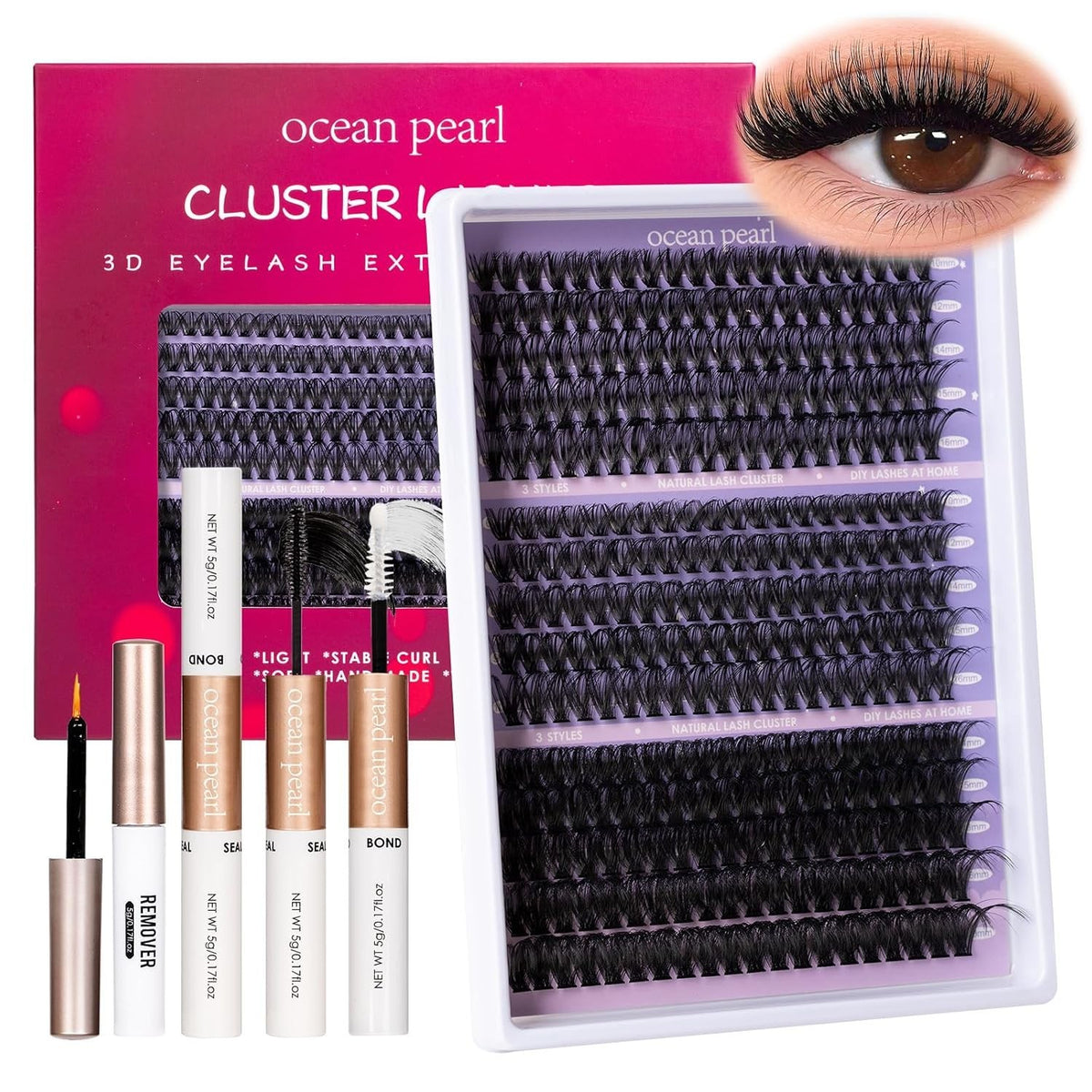 DIY Lash Extension Kit with 300 Cluster Lashes & Adhesives for Salon-Quality Looks