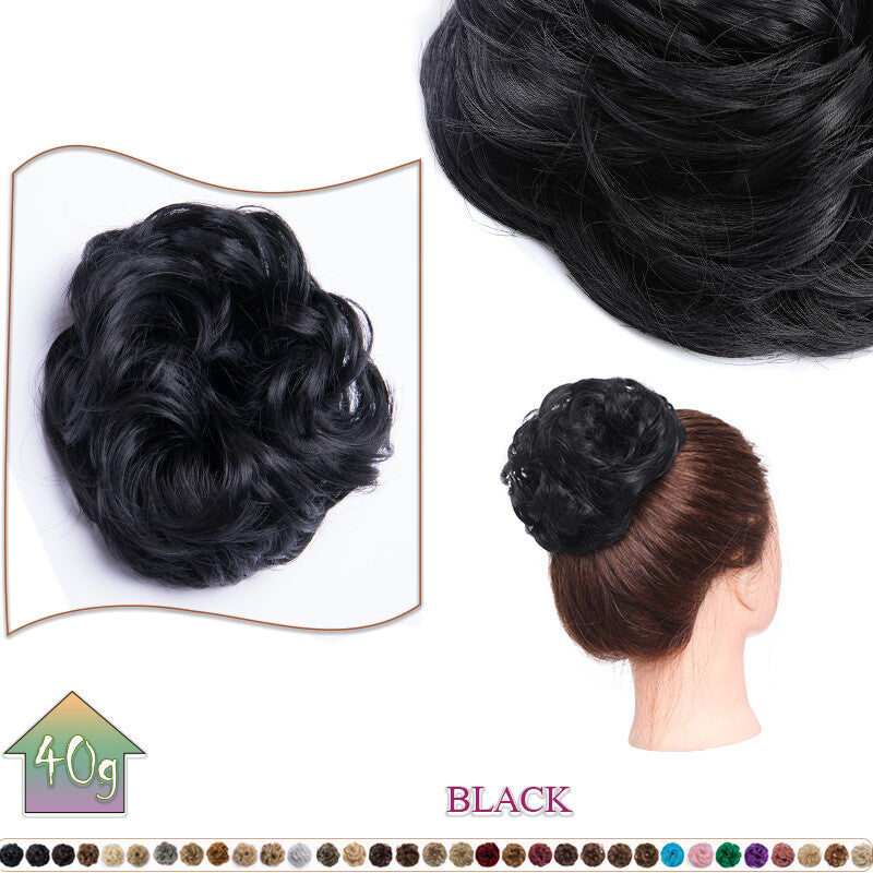 Curly Messy Bun Hair Extension Scrunchie Natural Updo Thick Human Hair