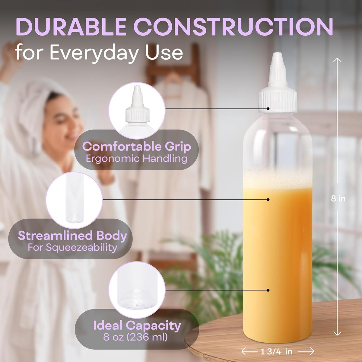 8 oz Twist Applicator Bottle - Clear, BPA Free Squeeze Bottle
