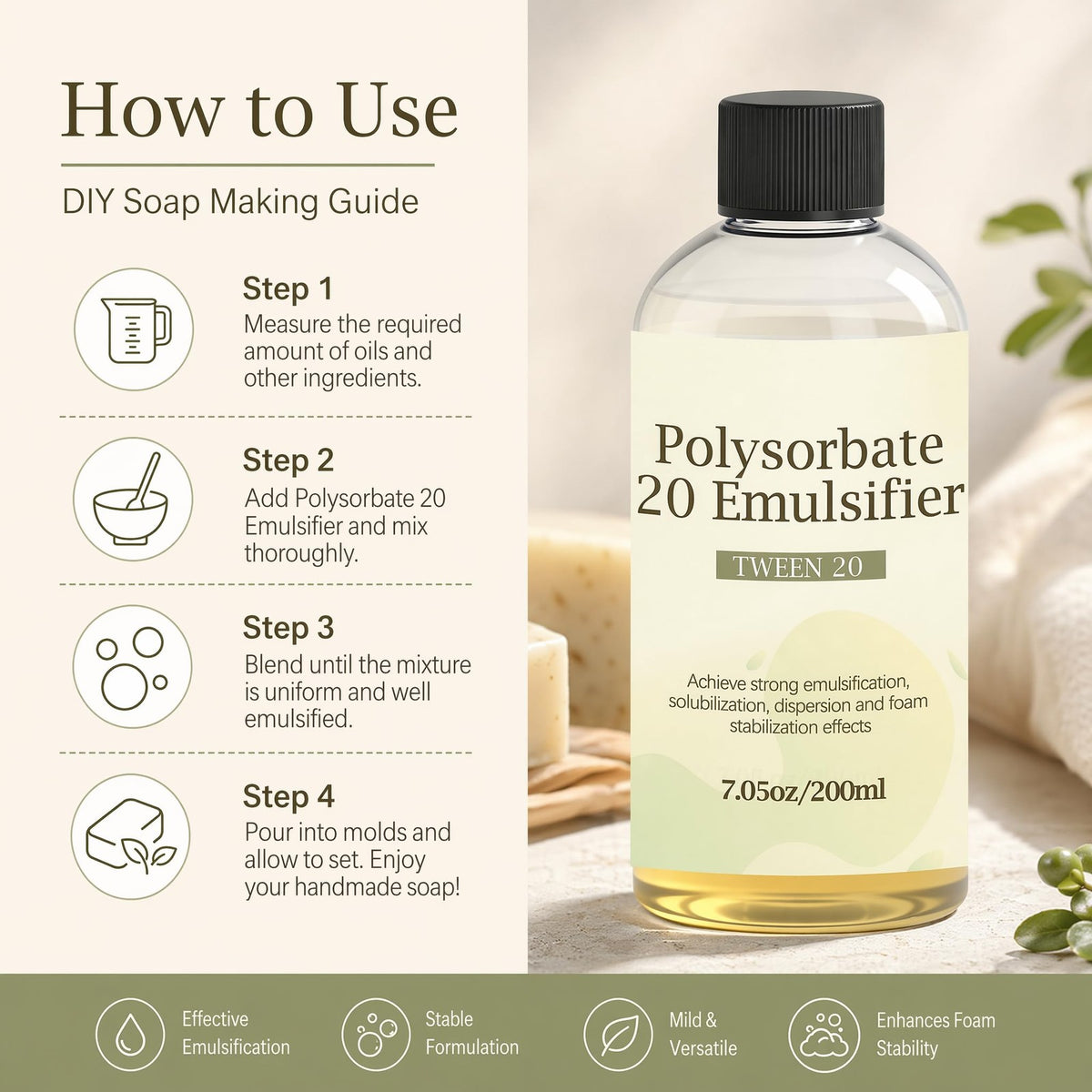 7.05 oz Polysorbate 20 Emulsifier for Skin Care - Fl (Pack of 1)