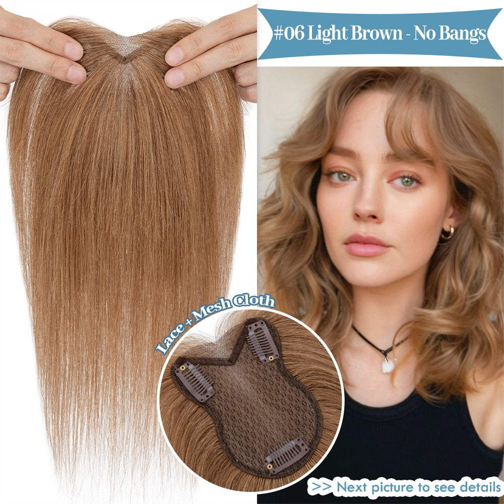 Clip-In Human Hair Extensions with Lace Base - Remy Hair Toppers, Full Head