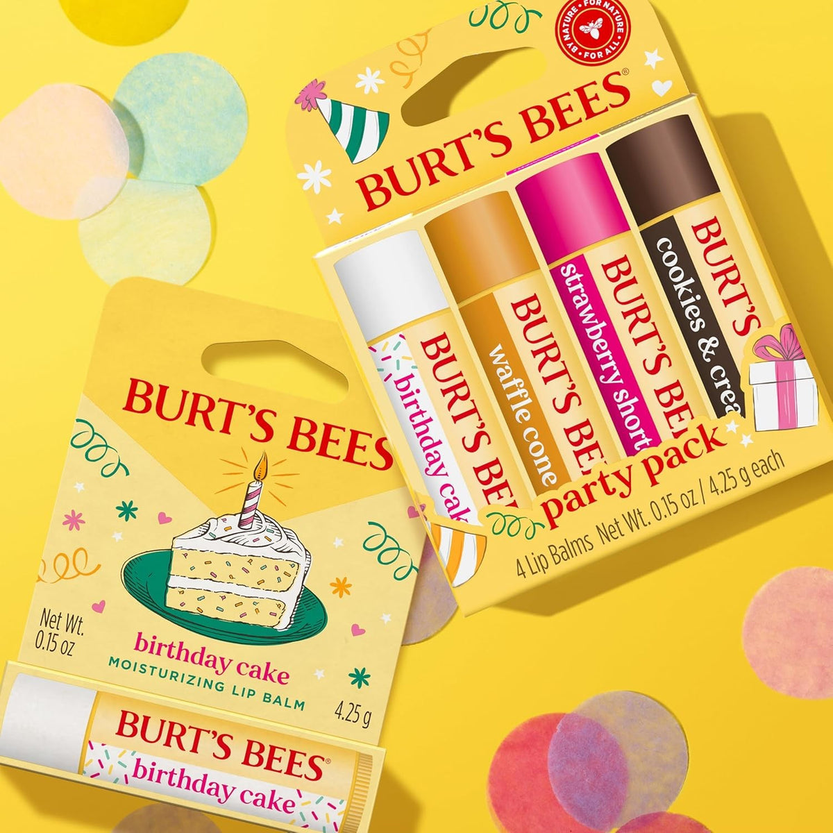 Natural Lip Balm with Tint-Free Moisturizer - Birthday Cake Flavor, 1 Tube