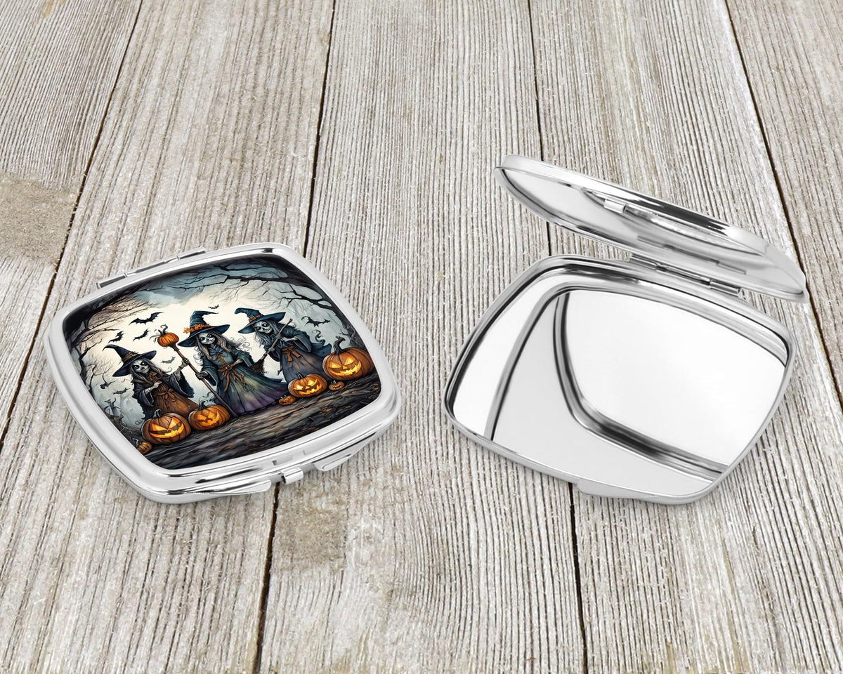 Halloween Witches Compact Travel Mirror - Spooky Decorative Makeup Mirror