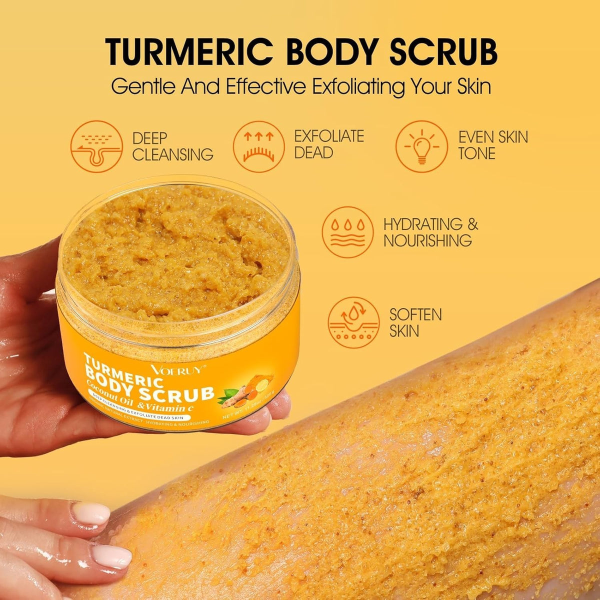 Turmeric Body Scrub Exfoliating Coconut Oil Vitamin C Skin
