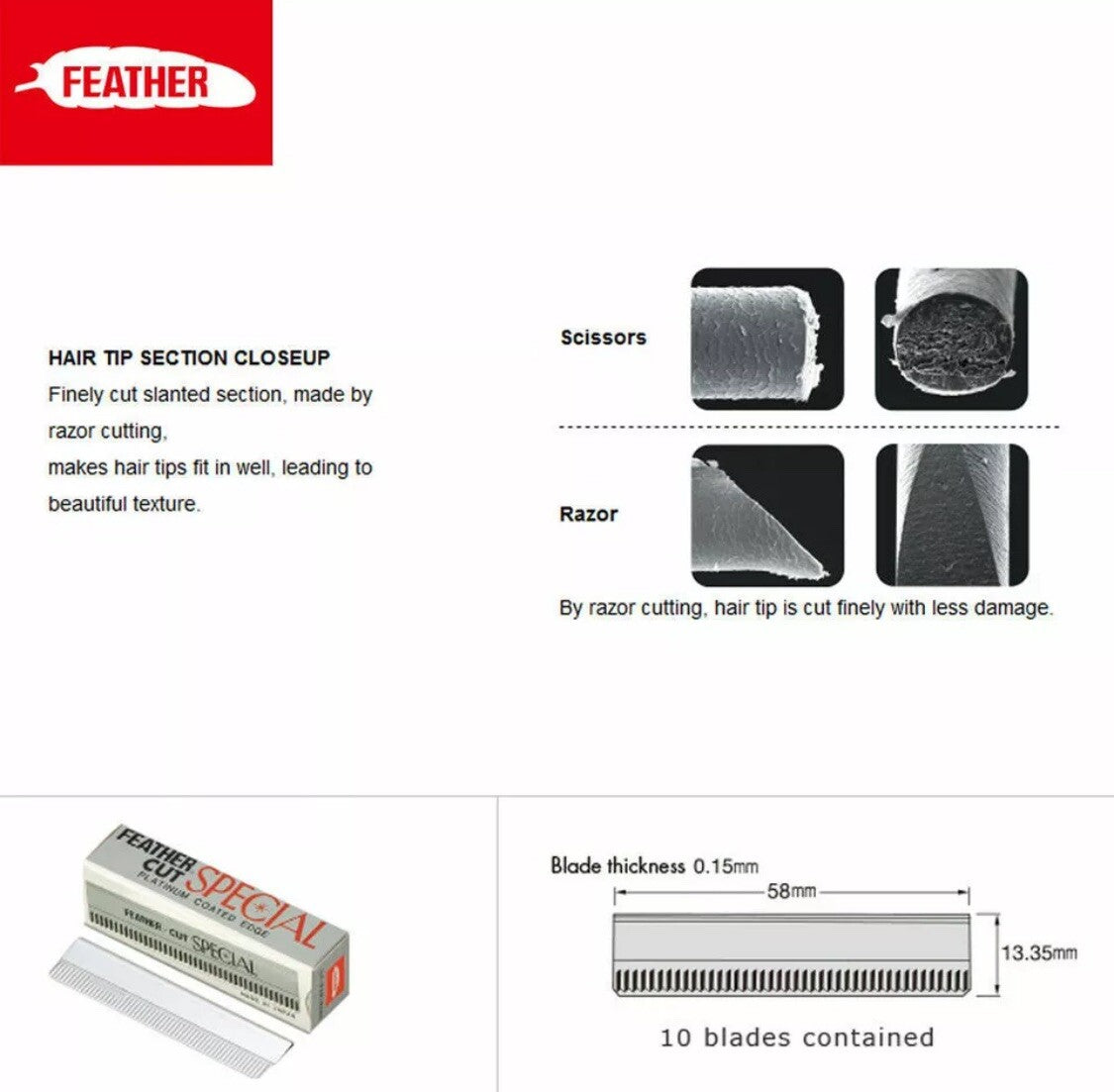 FEATHER CUT STAINLESS X 100PCS BLADE HAIR STYLING RAZOR THINNING
