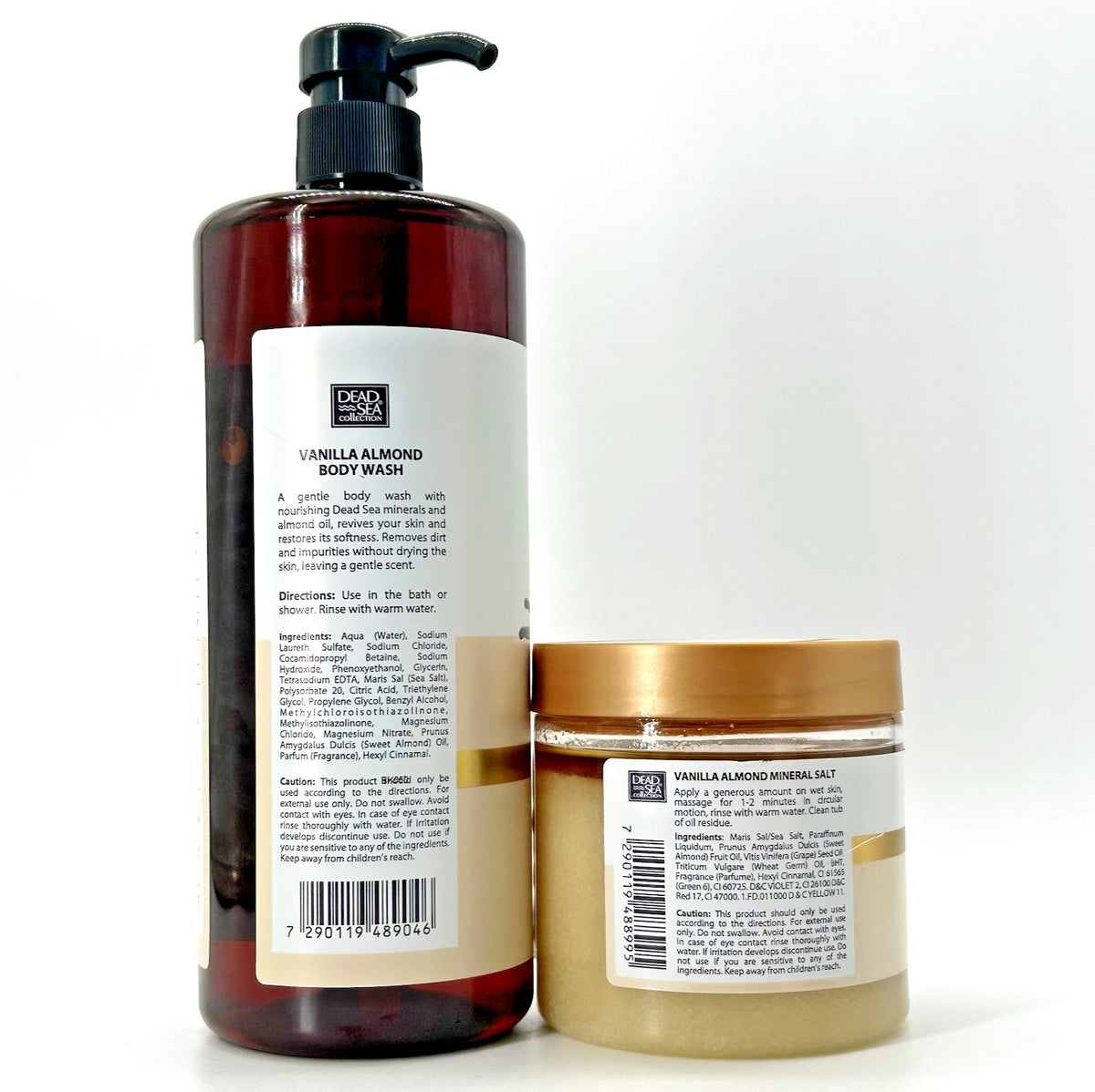 Dead Sea Collection Vanilla Almond Body Wash (33.8 oz) & Salt Scrub