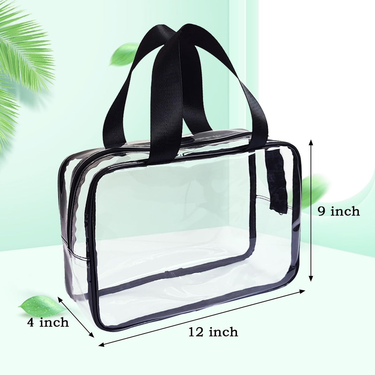 Large Clear Cosmetic Bags Set with Handles - Waterproof PVC Toiletry Organizer